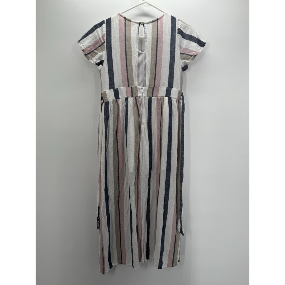 Poppies and Roses Striped Maxi Romper Dress Pink Navy Boho Coastal Size 14 - Picture 9 of 10
